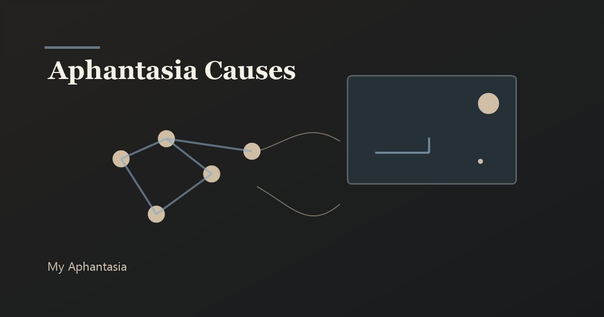 Brain network beside a dark mind's eye window, representing aphantasia causes and why some people cannot visualize.